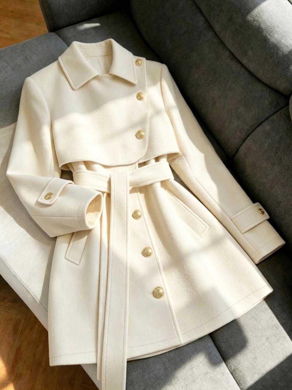 Apricot Elegant Women's Button Long Sleeve Jacket